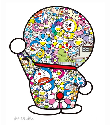 お花畑の中のドラえもんDoraemon in the field of flowers|村上隆Takashi Murakami
